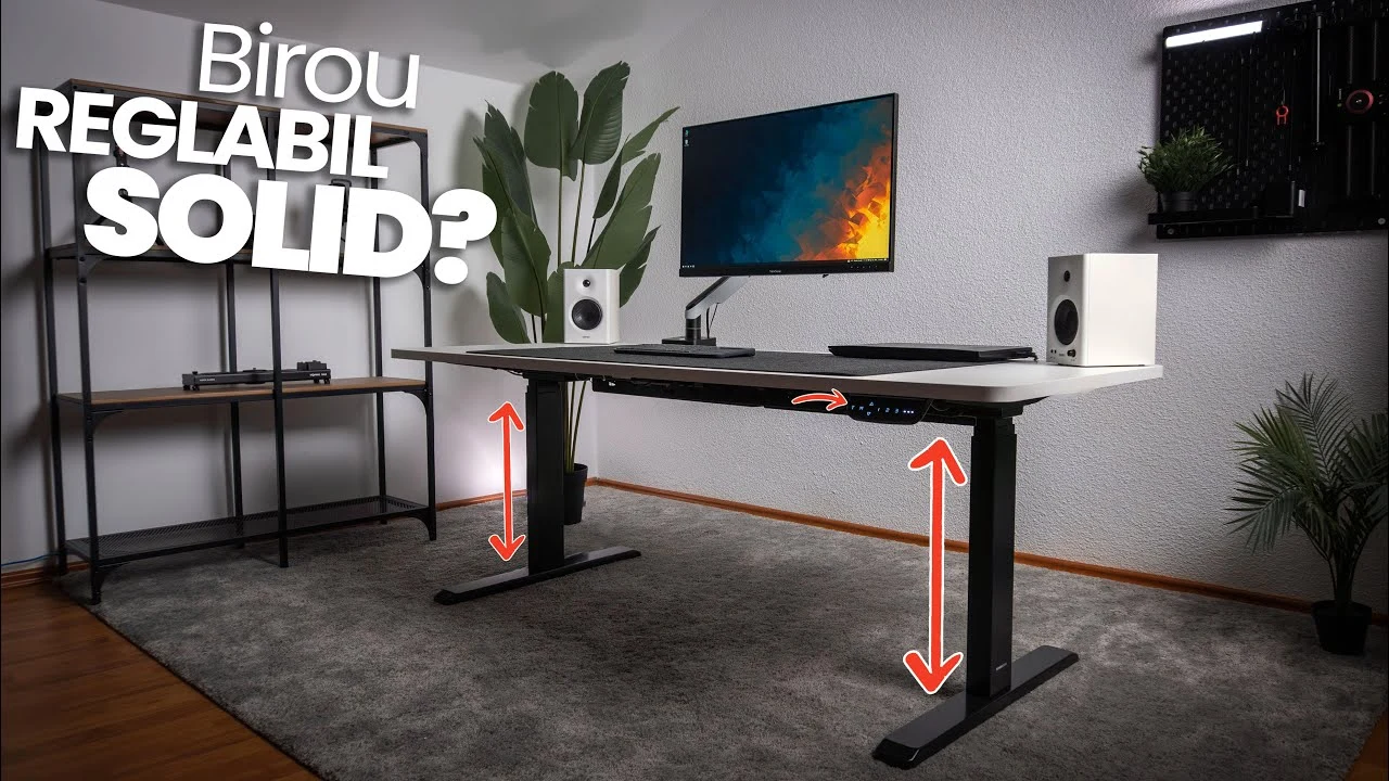 Recenzie video a biroului reglabil StableDesk Pro pe canalul Leonard Tech