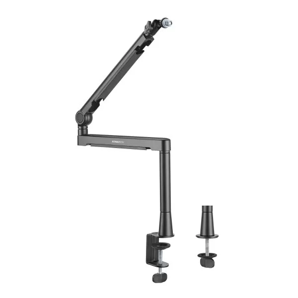 Suport de Microfon Profesional StableDesk din Aluminiu, Ajustabil, Organizator de Cabluri, Negru